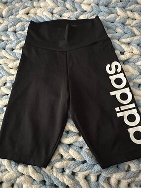 Adidas Aeroready Biker Shorts XS Black High Waisted Athletic Logo Workout